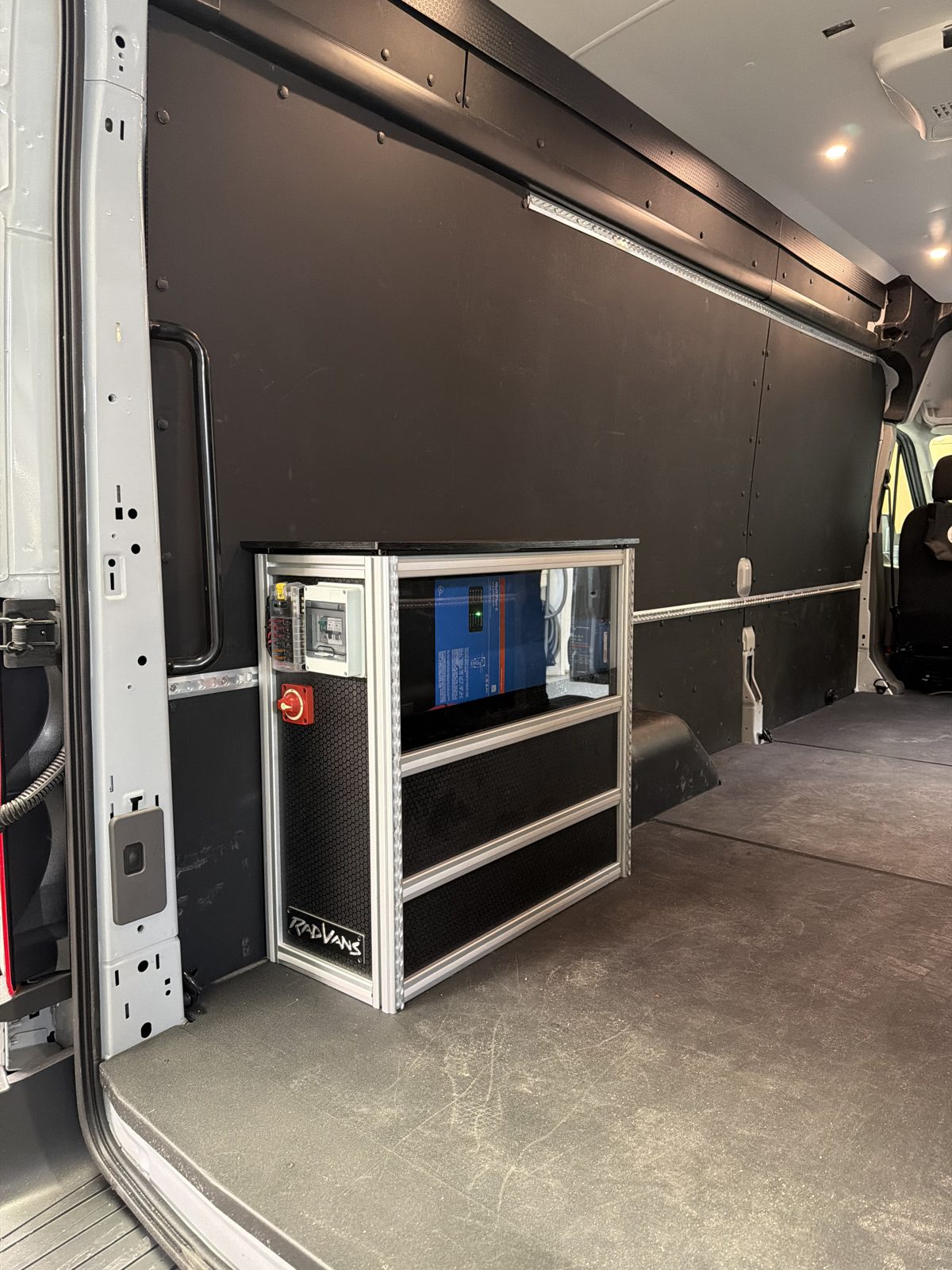 Duratherm wall panels and a RAD Vans power cabinet with Victron equipment